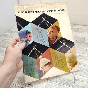 Bernat Learn to Knit 1965 Vintage Book No 127 Craft Booklet Patterns Oh So Retro